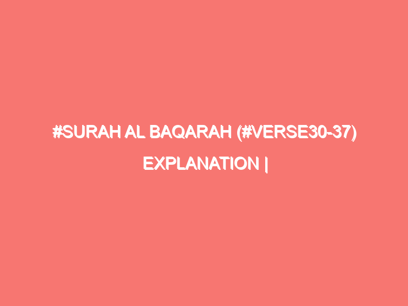 surah al baqarah verse30 37 explanation islam peace of heart 419